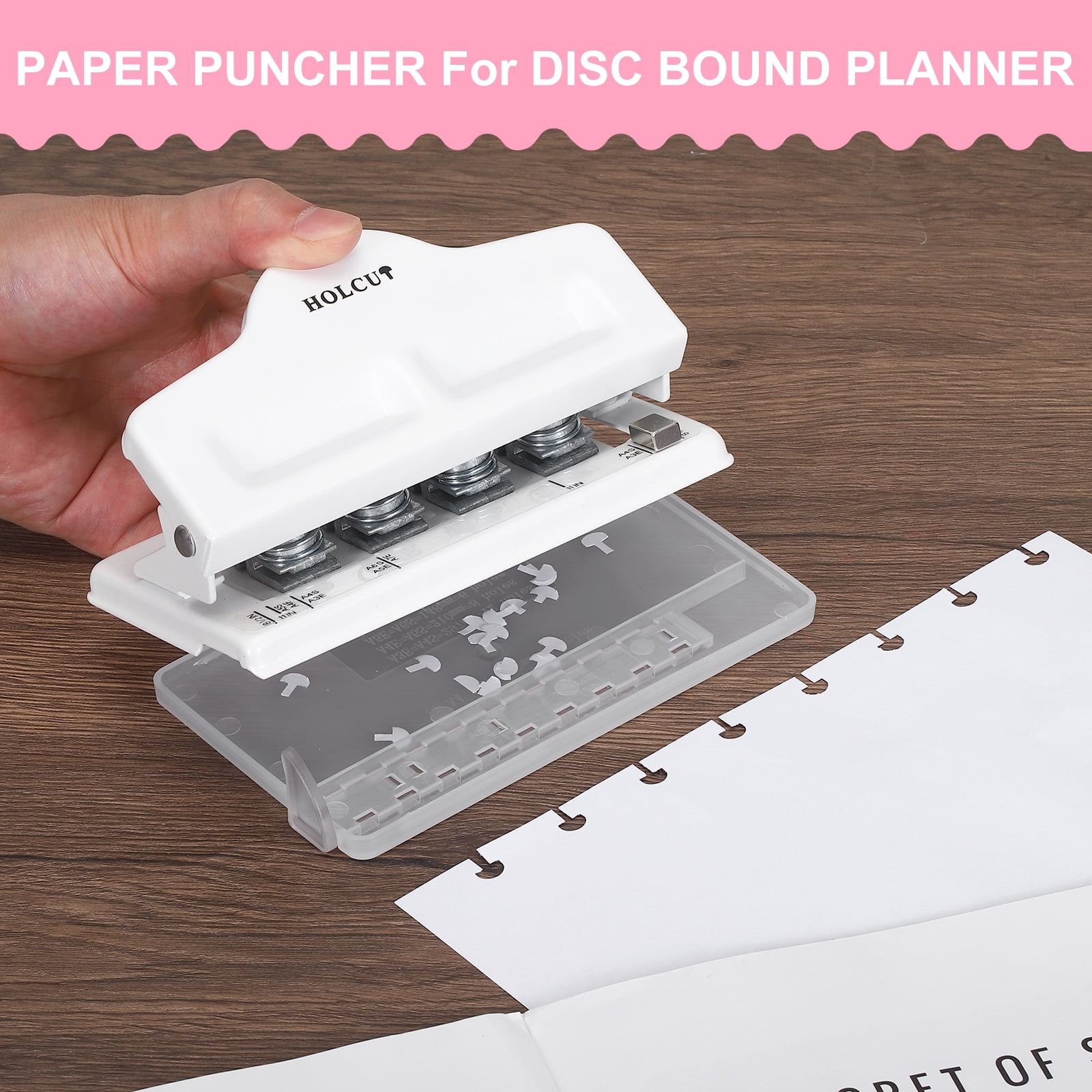 Mushroom Discbound Hole Punch, 4 Holes Discbound Hole Puncher for Disc Bound Planner, Punch Up to 5 Papers(White)
