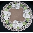 thumbnail image 3 of Embroidered Silver Daisy with Green Leaves on Brown (23"/ 33"), 3 of 3