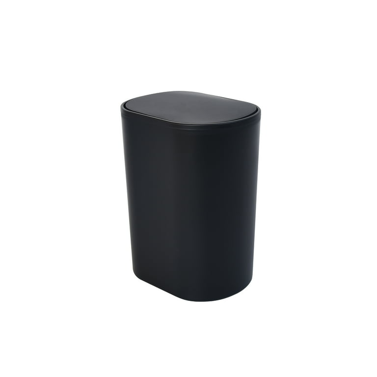 Mainstays Flip Top Wastebasket Black Plastic Modern Compact Sleek