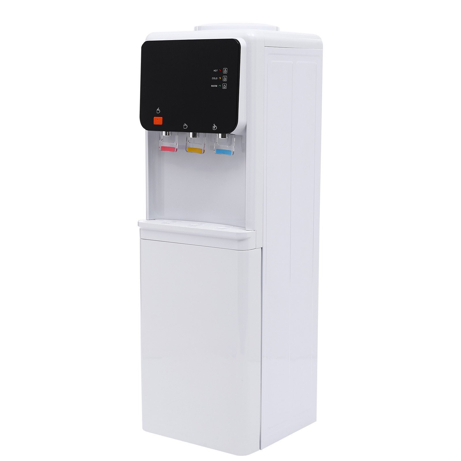 4.16 Gal Hot&Cold Water Cooler Dispenser Freestand Stainless Steel Top Loading w/Storage Cabinet 110V 575W 11.81*12.2*37.4inch Used in Libraries, Offices, Restaurants