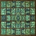 thumbnail image 1 of Ahgly Company Machine Washable Indoor Square Abstract Turquoise Blue Modern Area Rugs, 3' Square, 1 of 4