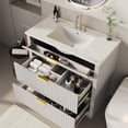 thumbnail image 4 of 36" Fluted Bathroom Vanity with Sink, Farmhouse Freestanding Bathroom Sink Cabinet with 2 Drawers & 1 Flip-Down Drawer, Easy Assembly & Cleaning, White, 4 of 7