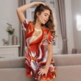 thumbnail image 3 of Balery Red Sun Flame Fox Camisón de manga corta con cuello redondo para mujer, cómodo y elegante., 3 of 6