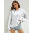 thumbnail image 4 of Womens Oversized Hoodie Fashion Sweatshirt Casual Loose Pullover Hoodies with Drawstring Long Sleeve Outerwear for Daily Wear Light Exercise, White, S, 4 of 9