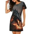 thumbnail image 2 of Easygdp Fiery Black Dragon Attack Camisón de manga corta para mujer, informal, estampado, 2 of 6