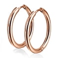 thumbnail image 2 of 18K Rose Gold Hinge Seamless Hoop Earrings 10mm, 12mm, 14mm, 16mm, 20mm Plated by Paris Jewelry, 2 of 4