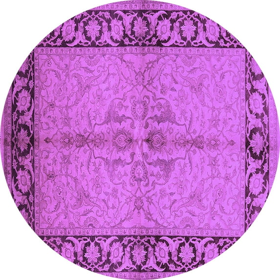 Ahgly Company Indoor Round Oriental Purple Traditional Area Rugs, 6' Round