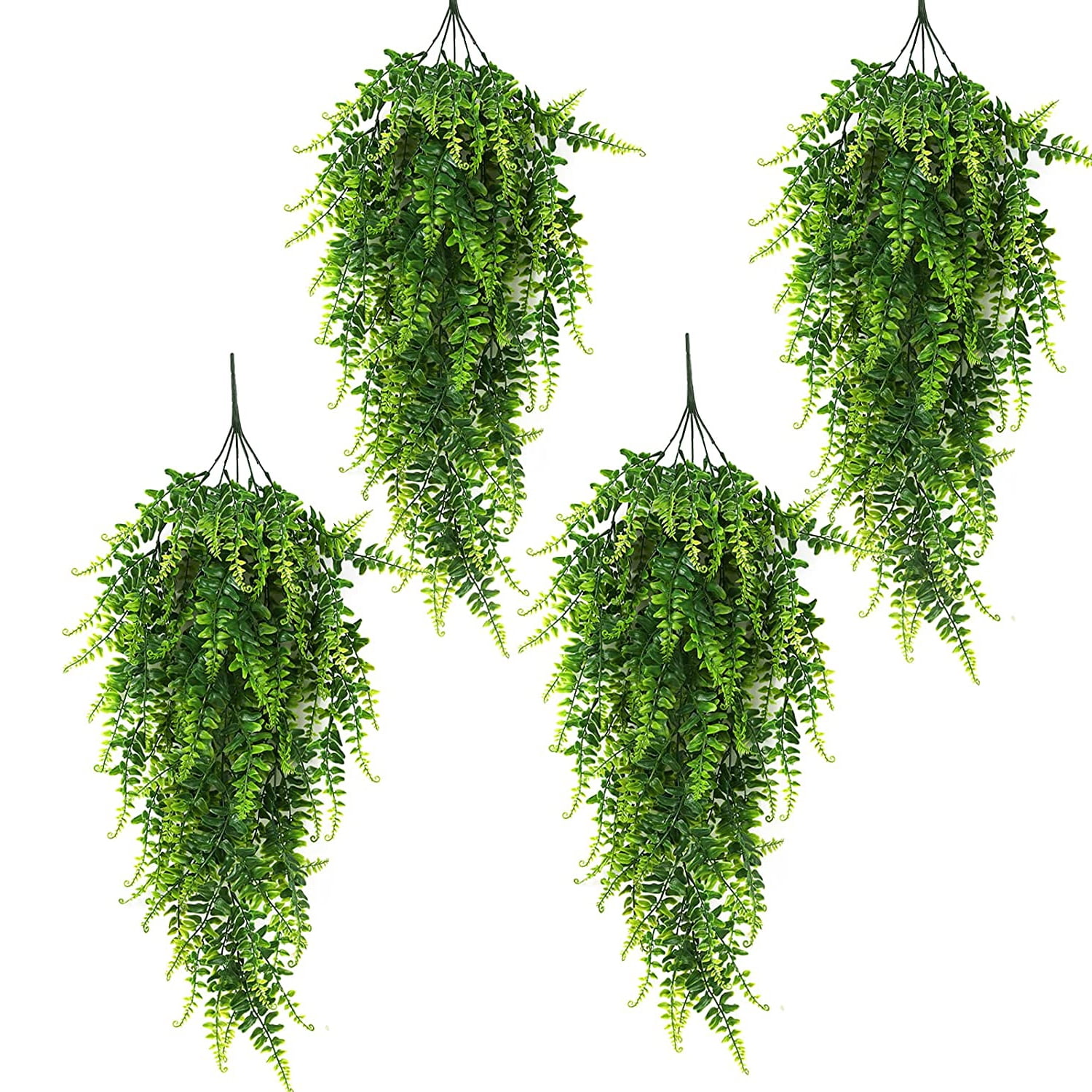 Boston Ferns Artificial Persian Rattan Fake Hanging Plant Faux Greenary Vine Outdoor UV