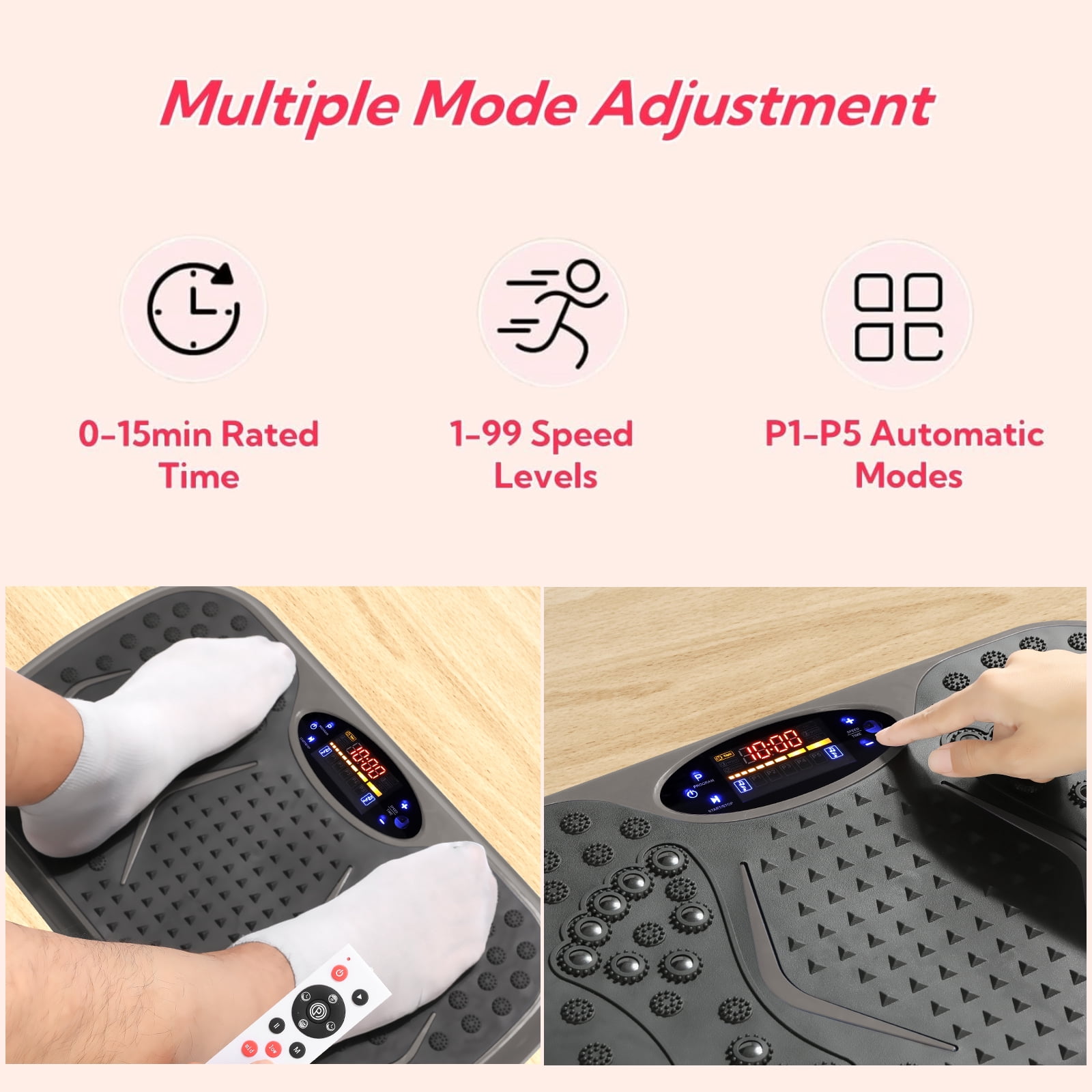 Arlopu 3D Vibration Plate Exercise Machine, Vibrating Massager Whole Body Workout with Two Bands & Remote