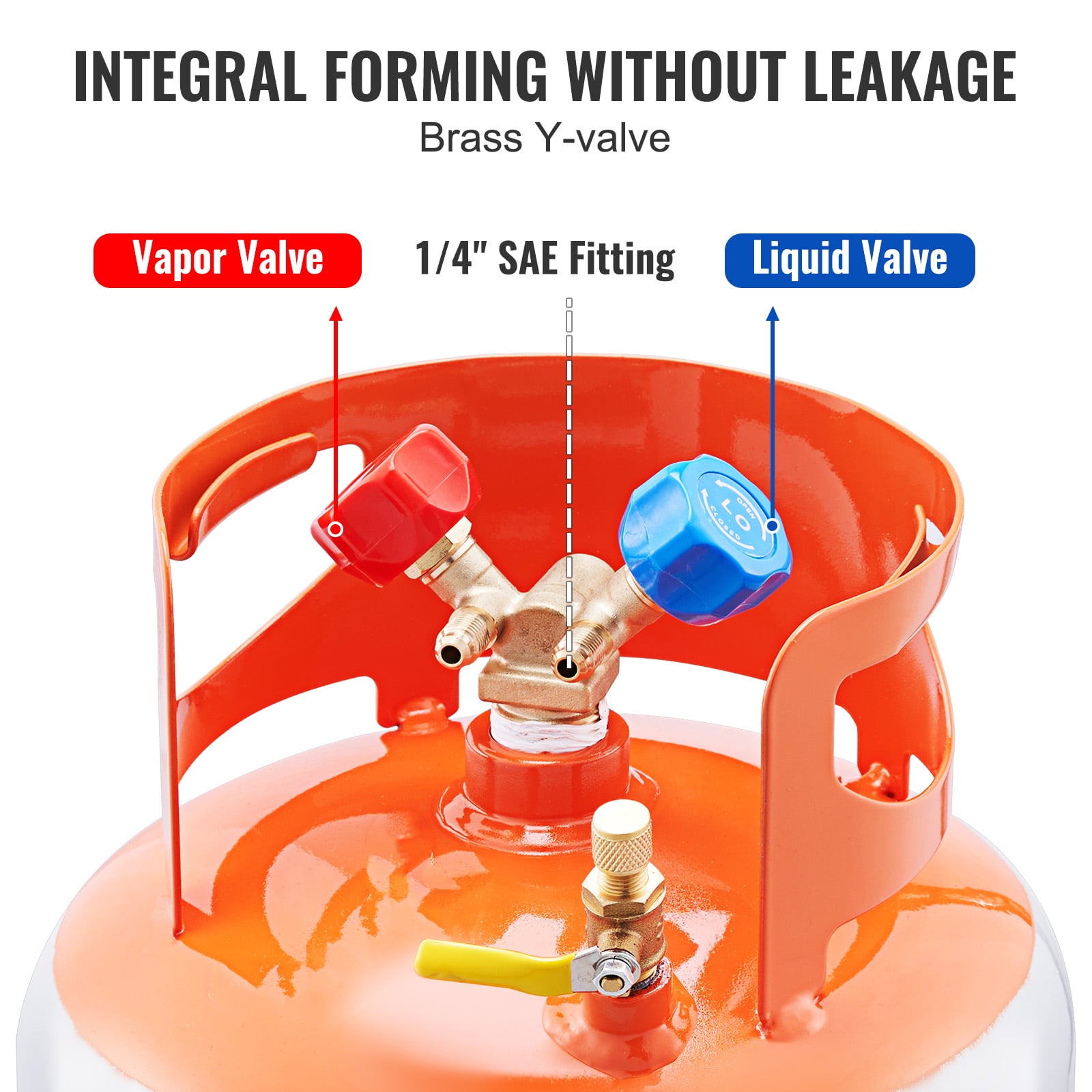 KFFKFF 30 LBS Refrigerant Recovery Cylinder, 400 psi Durable Portable Tank, Dual-Use Y-Valve for Liquid and Vapor, Secure Seal Can for R22/R134A/R410A, Orange and Gray