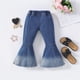 thumbnail image 5 of Odeerbi 1-6 Años Niñas Vaqueros Flamed Raw Hem Pantalones de Denim Pantalones de Longitud Completa, 5 of 9