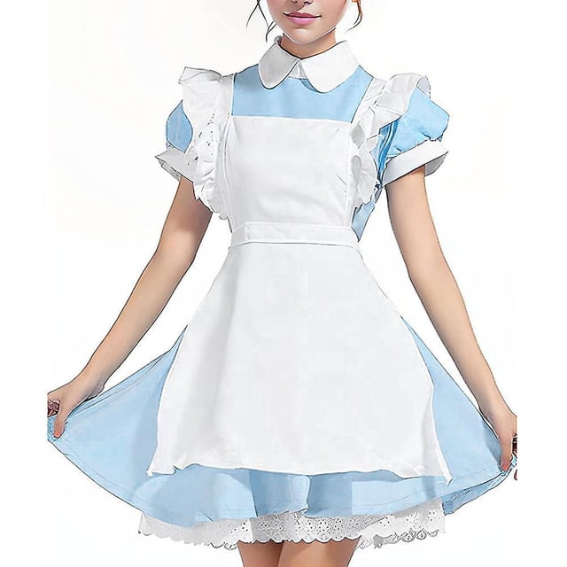 Disfraz de Alicia en el país de las Maravillas, disfraz de sirvienta, vestido de cuento de hadas con tocados, conjunto de regalos