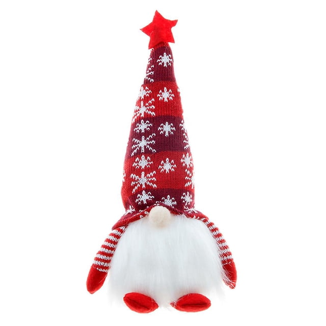 Christmas Gnome with LED Light Knit Star Nisse Figurine Plush Swedish TomteRed