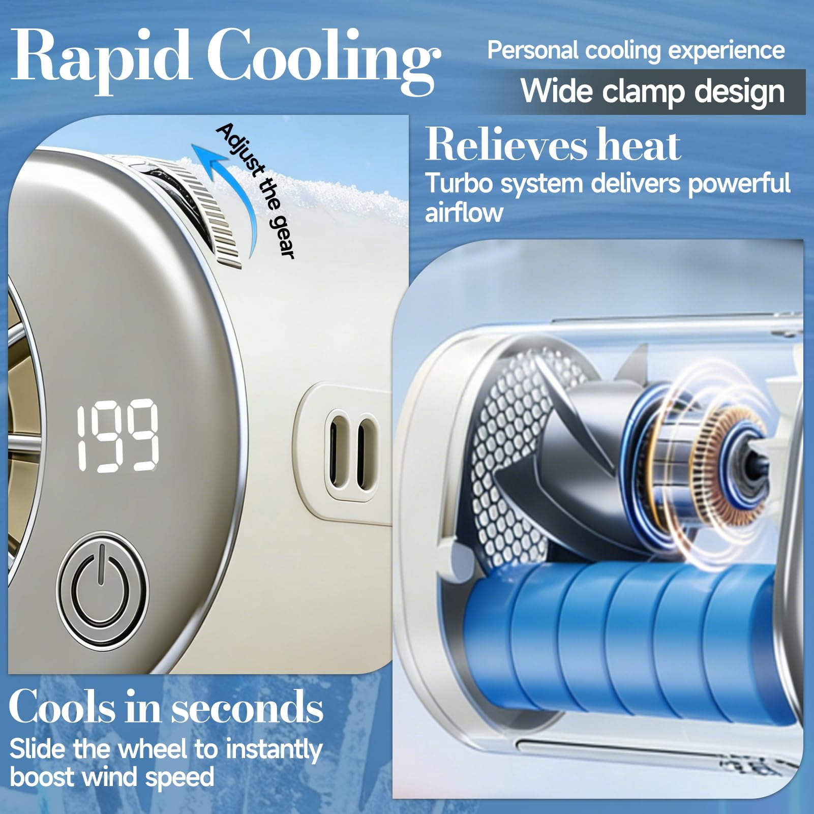 Car Clip on Fan Air Conditioner with LED Display, portable stroller fan, rechargeable desk fan, clip on air conditioner for car cooling fan, rechargeable clip on fan for car fans that blow cold air