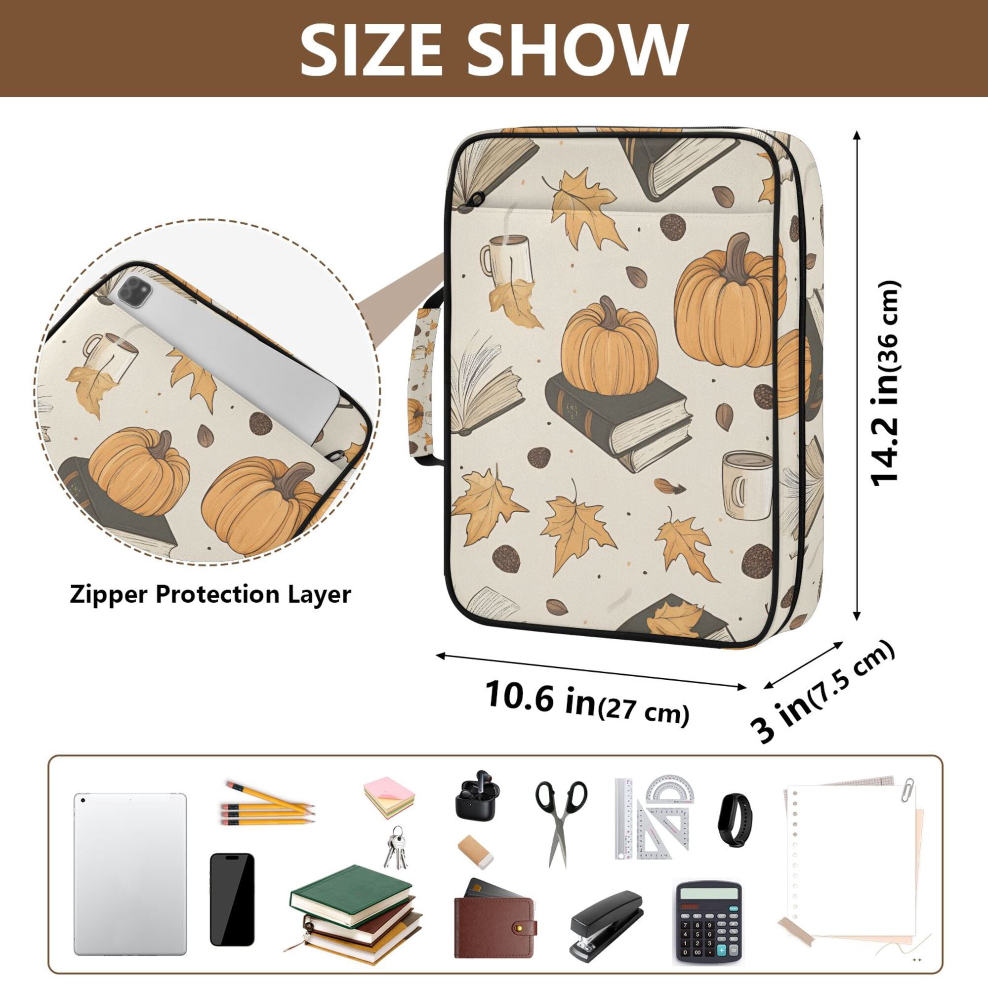 FORMRS Accordion File Folder A4 Size 7-Pocket Expanding Document Organizer Bag with 3 Ring Binder, Beige Fall Books
