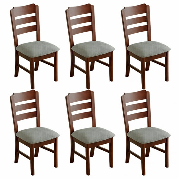AUQ Waterproof Seat Covers for Dining Room Jacquard Chairs Covers Removable Dining Kitchen Chair Cover (Set of 6,Grey)
