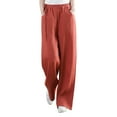 thumbnail image 2 of bnaln Palazzo Pants for Women High Waisted Elastic Casual Trousers Flowy Straight Wide Leg Long Pants Jogging Sweatpants Holiday Drawstring Trouser Spring Summer Bottoms Clothes, 2 of 4
