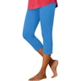 thumbnail image 2 of Mifsaly Womens Soft Capri Pants Comfy Crop Yoga Leggings High Rise Workout Running Capris Activewear Side Slit Design Everyday Casual Lounge Trousers Blue,XL, 2 of 7