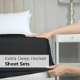 thumbnail image 7 of CGK Linens 6-Piece Extra Deep Pocket Sheet Set With Extra Matching Pillowcases - Queen Size Bed Sheets Fits 18"-24" Mattresses, Black, 7 of 7