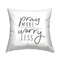 Stupell Industries Pray More Worry Less Sentiment Minimal Text Country White,18 x 7 x 18 Decorative Pillows