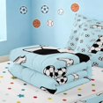 thumbnail image 5 of Manfei Boys Girls Soccer Zipper Twin Comforter Sets with Fitted Sheet and 2 Pillowcases, Cartoon Monogrammed A Zipper Bedding Set, Light Blue Black A, 5 of 7