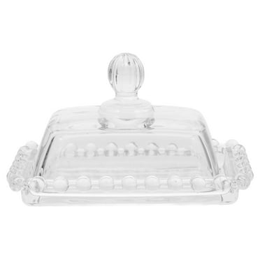 ITSELFER Glass Butter Dish with Lid for Countertop Butter Holder Container Butter Keeper Cake Plate
