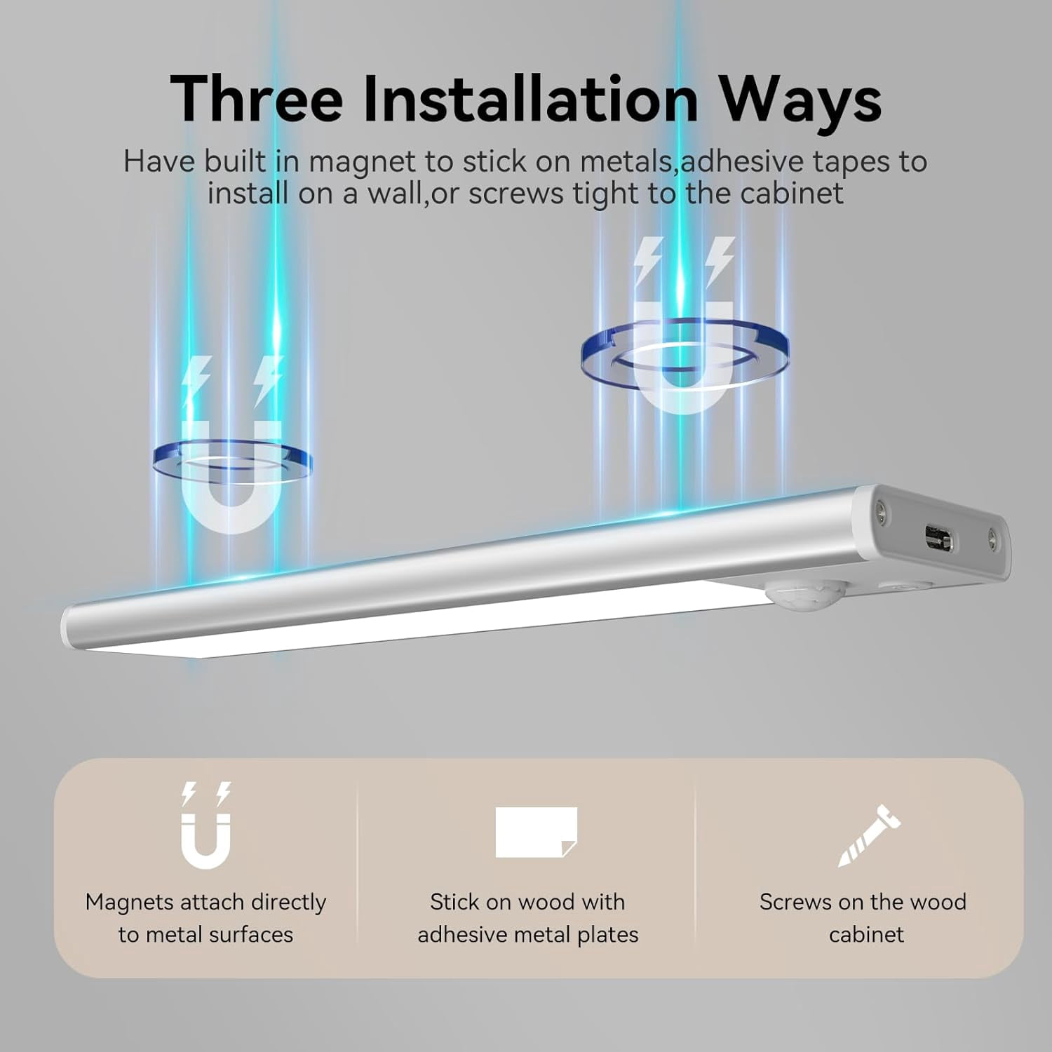 Under Cabinet Lighting, LED Magnetic Motion Activated Under Cabinet Lights, Rechargeable Closet Lights 1800mAh Battery Operated, Wireless Dimmable Under Counter Lights for Kitchen,Hallway 2 Pack
