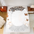 thumbnail image 5 of jejeloiu Jungle Cheetah Pattern Twin Sheet Sets,Orange Silver Glitter Print Twin Fitted Sheet,Cartoon Butterflies Flat Sheet For Girl,Breathable Home Decor,3 Pieces, 5 of 7