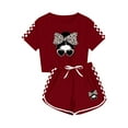 thumbnail image 3 of OGLCCG Girls 2 Piece Outfits Kids Summer Short Sleeve T-Shirt and Shorts Set Funny Graphic Print Casual Clothing Sets 5-14 Years, 3 of 6