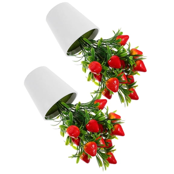 DEEPCRAFF 2Sets Artificial Strawberry Plant in Pot Natural Look Fake Fruit Tree Ornament
