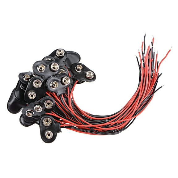 30pcs DC 9V Battery Clip T type Soft Buckle Connector Wire 15cm Long