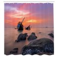 thumbnail image 3 of Ambesonne Nautical Shower Curtain, Foggy Water Sunset, 69"Wx84"L, Orange Grey, 3 of 5