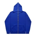 thumbnail image 3 of YOIAVAIOY Mens Solid Zip Up Hoodies Lightweight Athletic Fleece Hooded Sweatshirts Casual Daily Wear Outdoor Running Jackets Blue L, 3 of 5