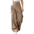 thumbnail image 2 of Women Wide Leg Baggy Flowy High Waisted Pants Loose Fit Casual Cozy Cute Y2k Trousers Khaki S, 2 of 9