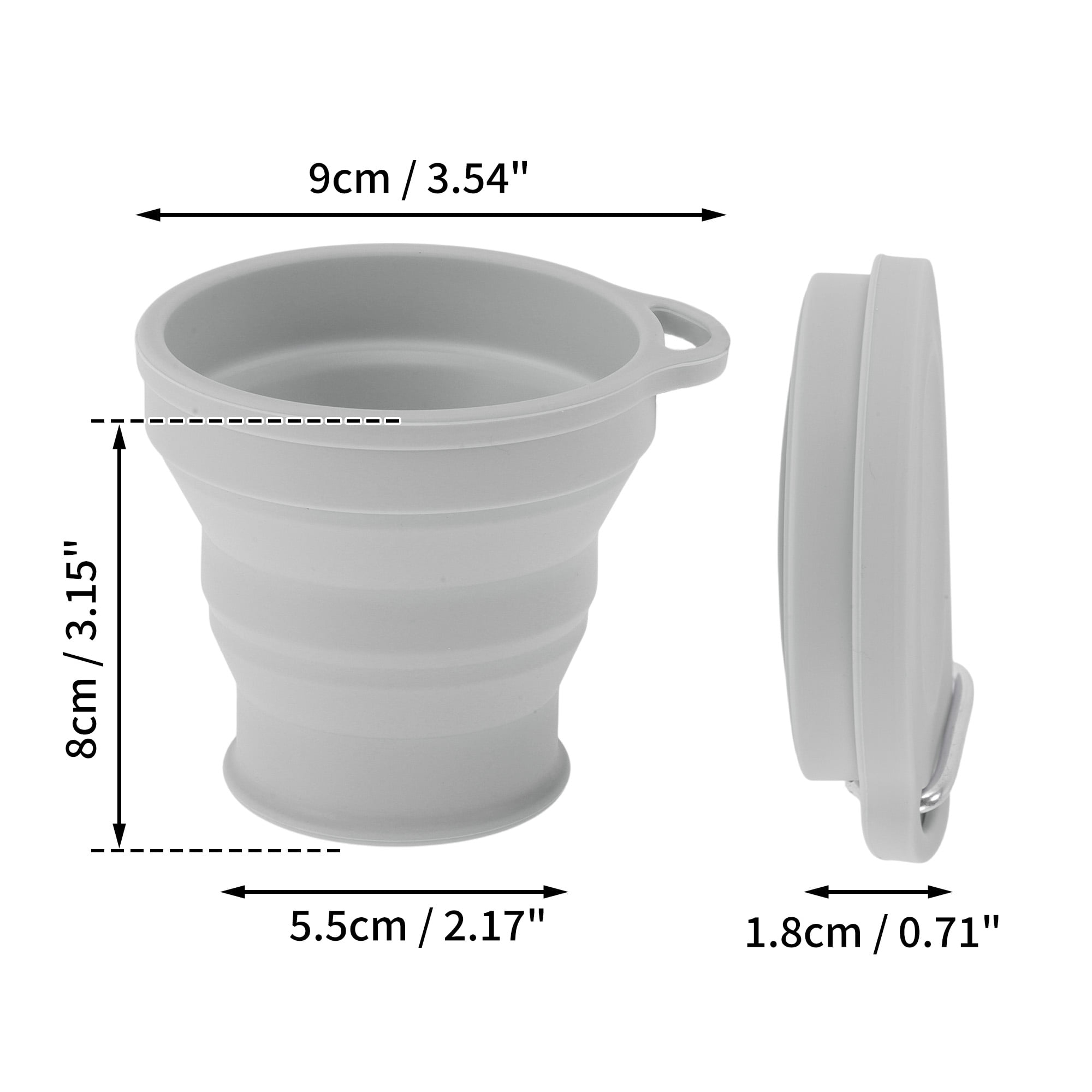 Unique Bargains Folding Cup with Carabiner Collapsible Cups 180ml 1Pc Light Gray