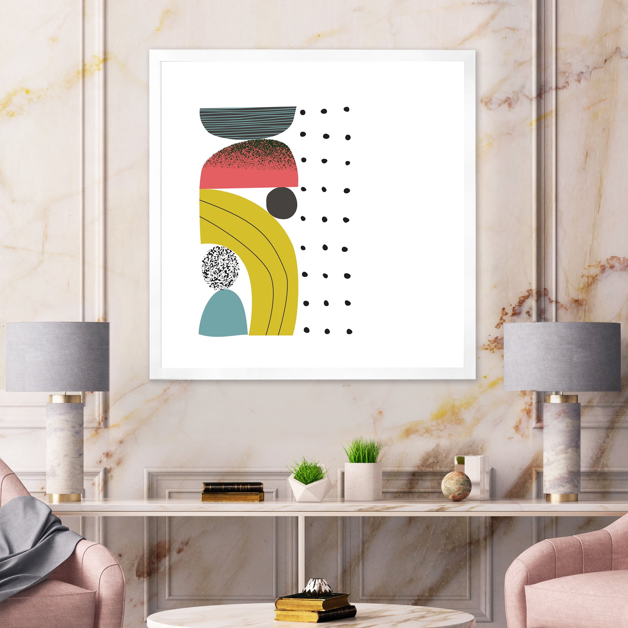Designart 'Abstract Colorful Geometric Art Collage I' Modern Framed Art Print
