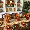 thumbnail image 3 of Table Runner Dresser Scarves 90 Inch Long,Thanksgiving Truck Pumpkin Squirrel Linen Dining Table Runners Fall Maple Leaf on Orange Plaid Tabletop Scarf for Wedding Holiday Party Kitchen, 3 of 9
