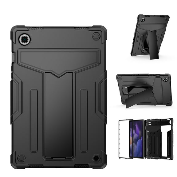 Case For Samsung Galaxy Tab A8 (10.5 inch) Tough Hybrid Kickstand Vertical 3in1 Shockproof Anti-Scratch PC   Silicone Armor Tablet Cover [ Black ]