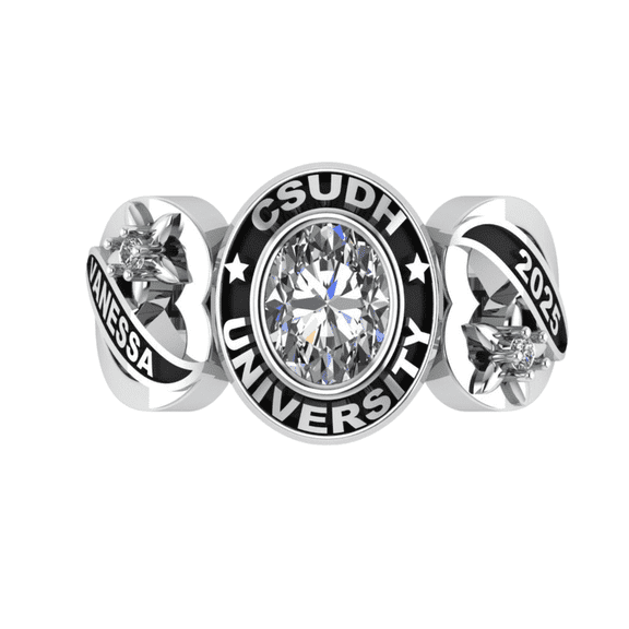 High School Class Ring, Graduation Ring for Students, College or University Jewelery, Senior Gift - Personalized CZ Oval Birthstone 925 Silver Class Ring
