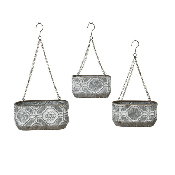 Set of 3 Nesting Farmhouse Hanging Metal Planters