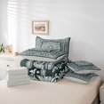 thumbnail image 6 of jejeloiu Moody Vintage Floral 7-Piece King Bedding For Men Women,Boho Print King Bed in a Bag,Teal White,Light Gray Reversible, 6 of 7