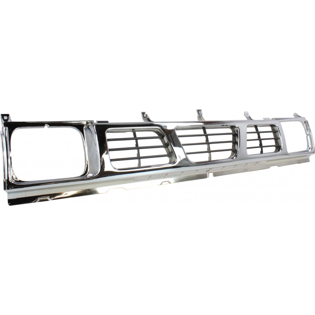 For Nissan Pick Up Grille Assembly 1995 1996 1997 | Chrome Shell / Gray Insert | Plastic | NI1200116 | 6231055G10