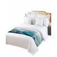 thumbnail image 2 of Xipuska Turquoise Gold Bed Runners for Twin Size Bed, Decorative Bed Throws for Foot of Bed, Modern Teal Blue Marble Textured Bed Runner Sofa Throw Bedding Scarf Protector Slipcover for Bedroom/Hotel, 2 of 6