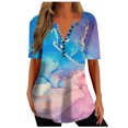 thumbnail image 2 of ICHUANYI Clearance Women Fashion Casual Printing Shirts Short Sleeve Loose Tee Tops Tunic Blouse(Pink, XL) ICHUANYI WER2023081002457, 2 of 5