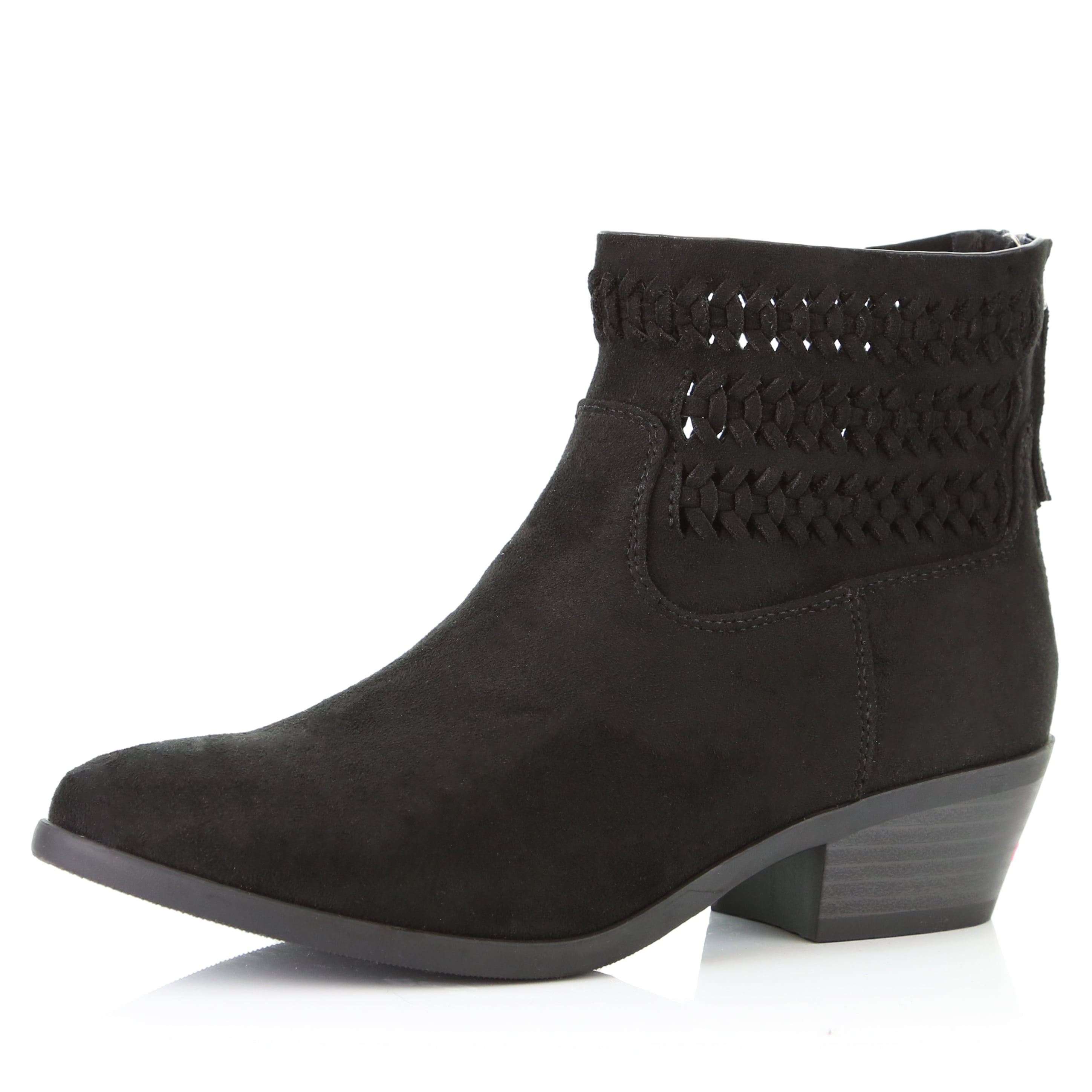 DailyShoes - Dailyshoes Women's Low Heel Ankle Bootie Perforated Boots