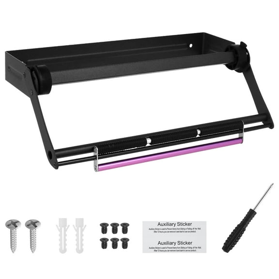 Paper Towel Holder Stainless Steel Paper Towel Holder Under Cabinet Single Hand Operable Paper Roll Holder Self Adhesive or Drill Mount Paper Towel Roll Holder for Kitchen Black