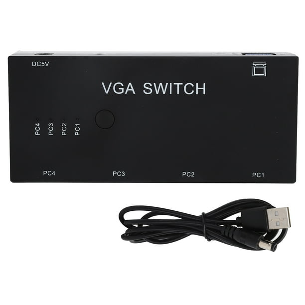 Conmutador VGA 4 en 1 Salida VGA Splitter Switch Box Convertidor de vídeo para VGA/XVGA/SVGA/UXGA