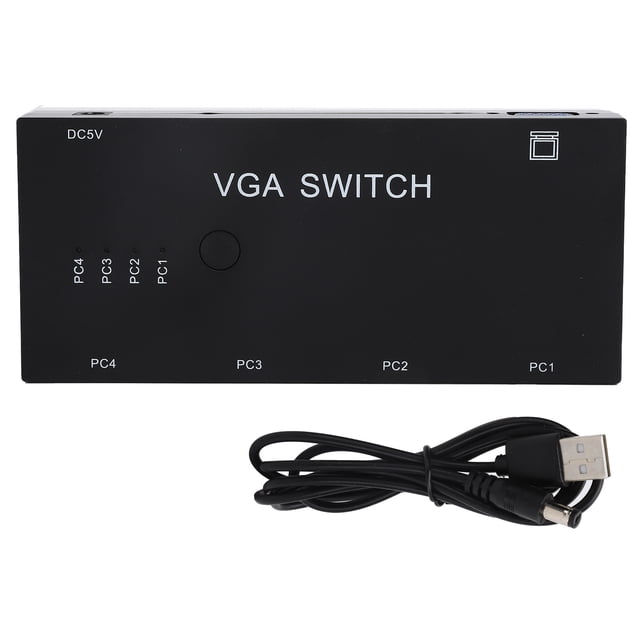 Conmutador VGA 4 en 1 Salida VGA Splitter Switch Box Convertidor de vídeo para VGA/XVGA/SVGA/UXGA