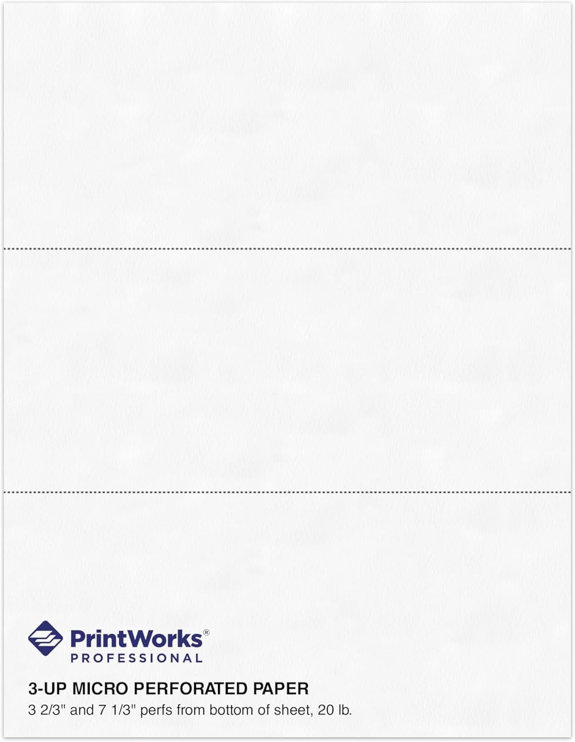 PrintWorks Professional 3 Part Perforated Paper 8.5” x 11” - Perfect For W-2, 1099, & Statement Use - Made in the USA - 2500 Sheets - 20 lb - A4 Paper - Printer Compatible - White (04120C)