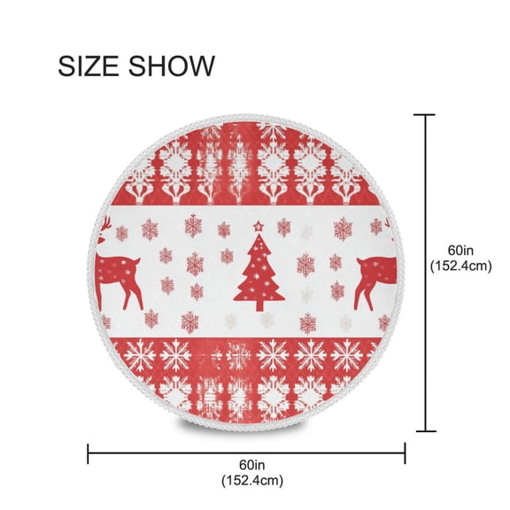 BZSMCE Round Tablecloth The Elegan Christmas Printing Pattern Tableclothes